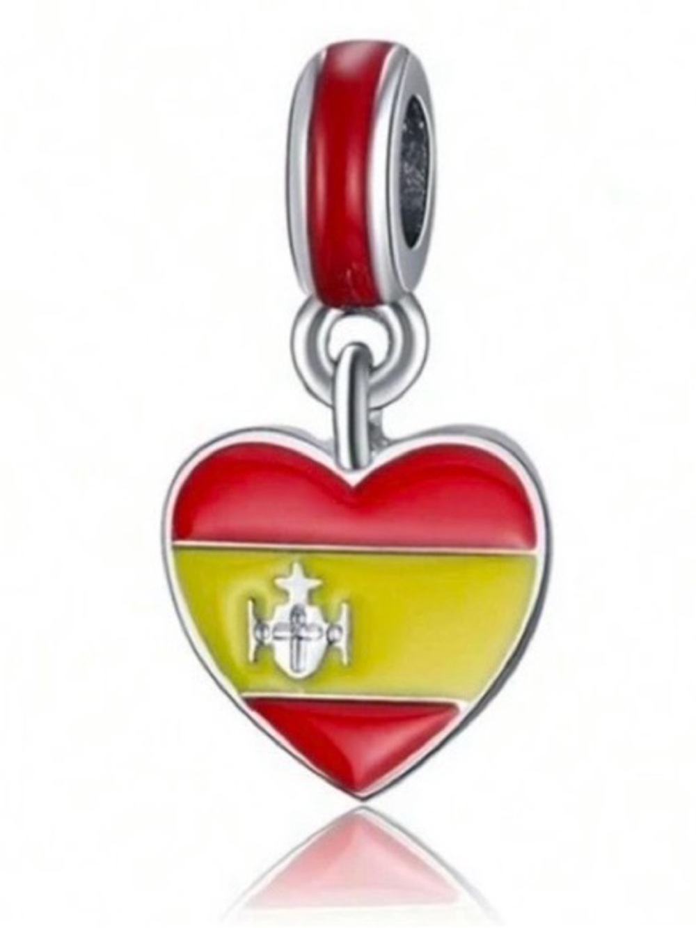 Spanish Flag Heart Dangle Charm European Bracelets Necklace Pendent España NEW